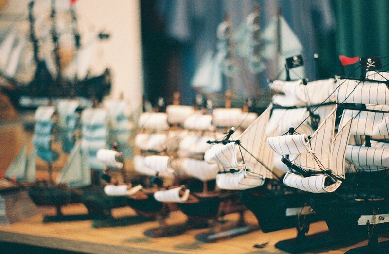 model ships on display