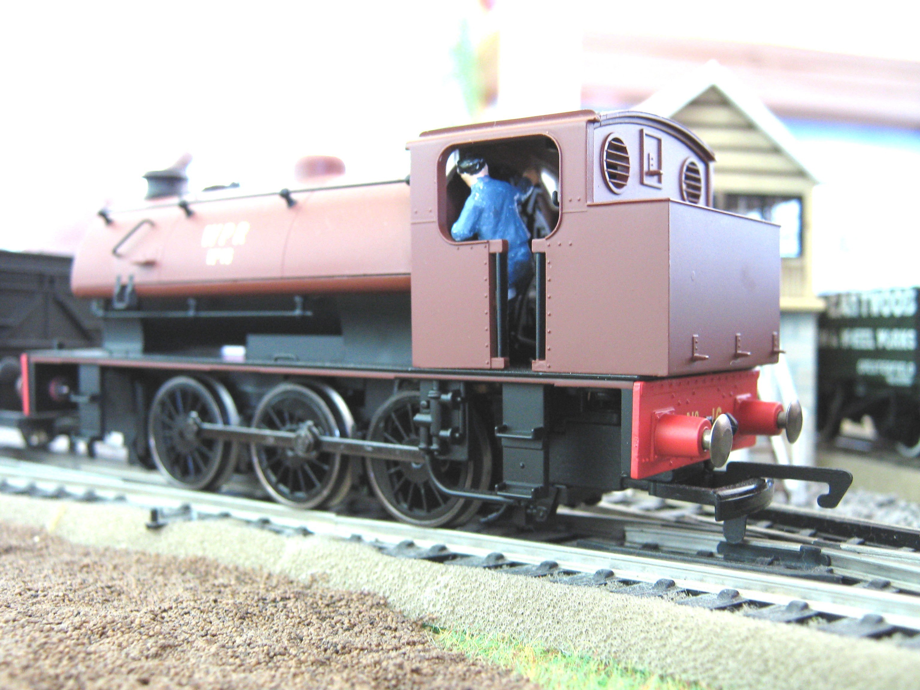 model steam locomotive on track