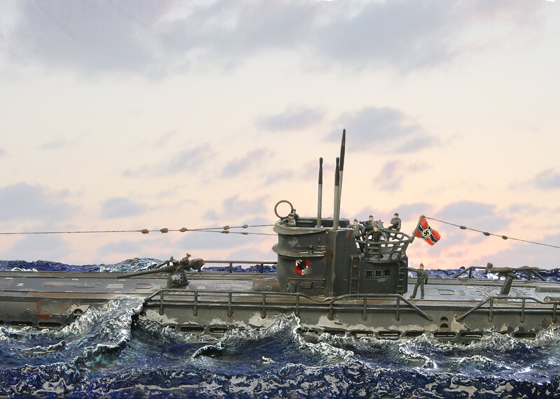 Model Submarine in Ocean