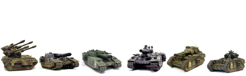 model tanks in a row