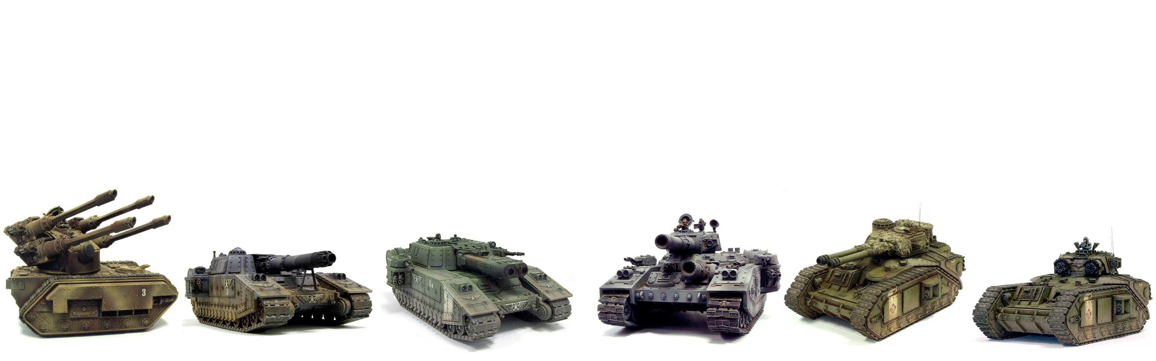 model tanks in a row