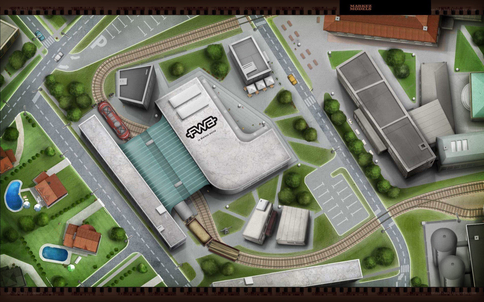 model train layout of a town