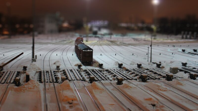 Model Train on Snow