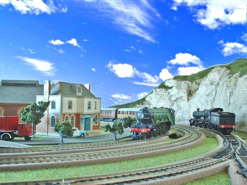 model train set with steam engines