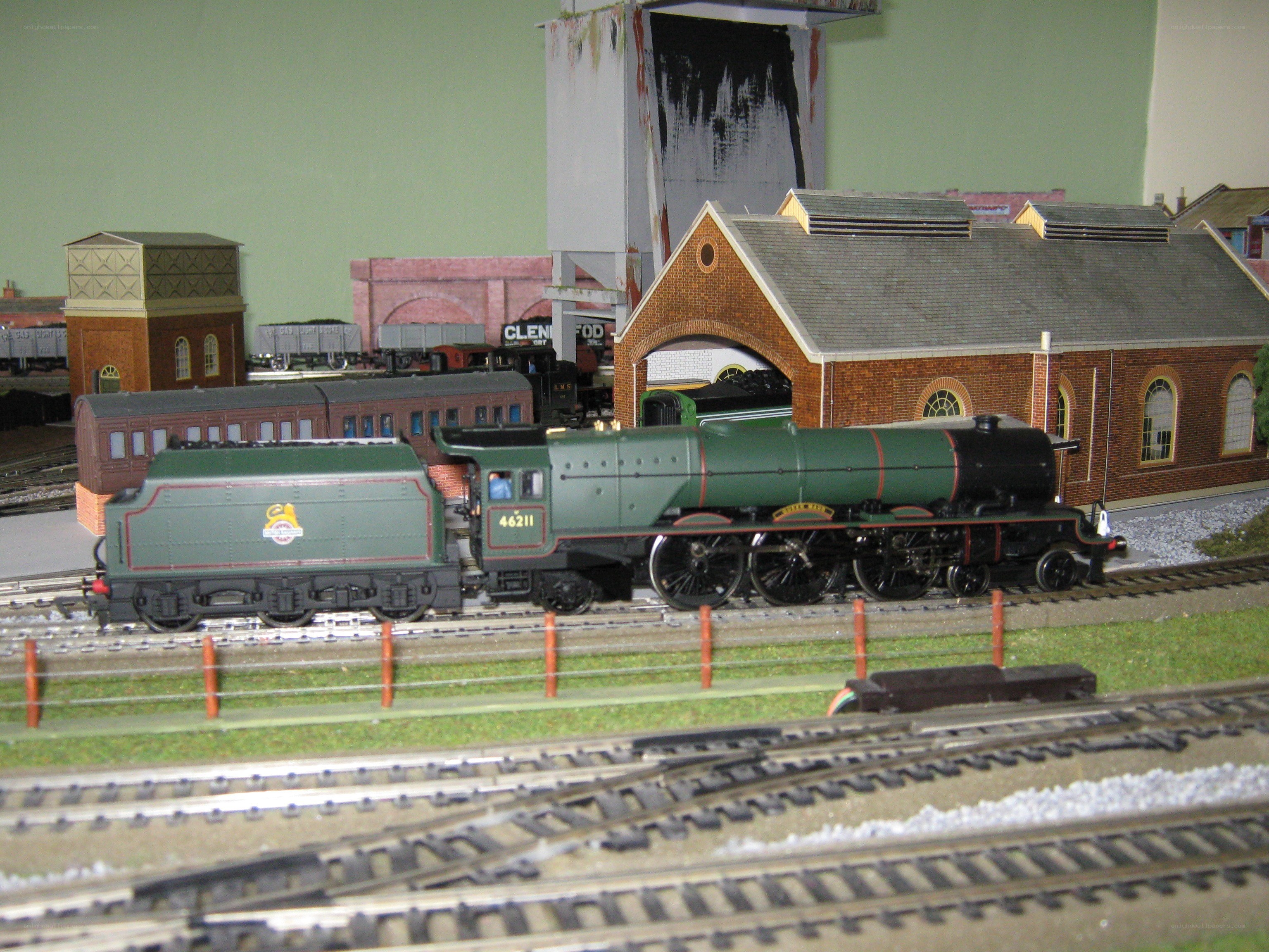 model train set with steam locomotive