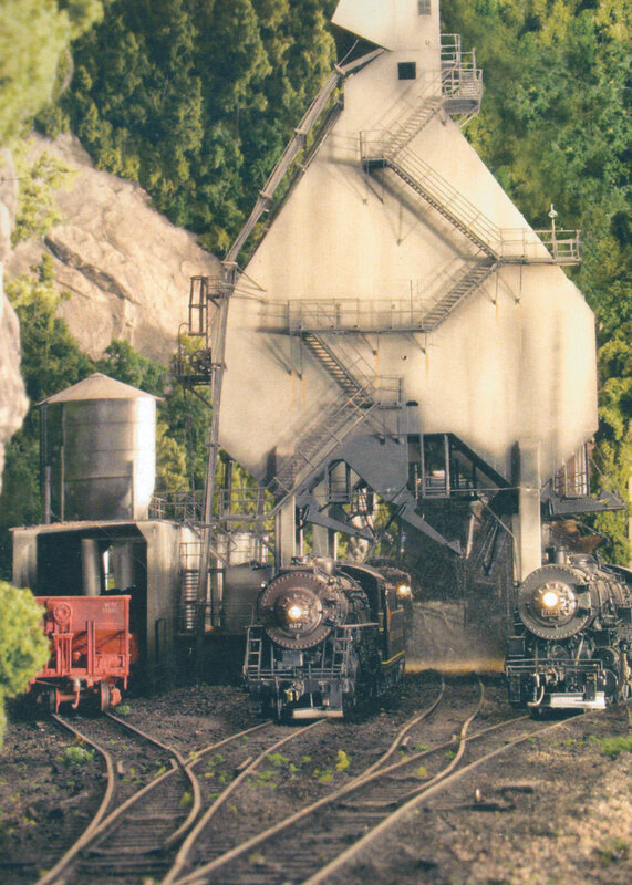 Model train yard with steam engines