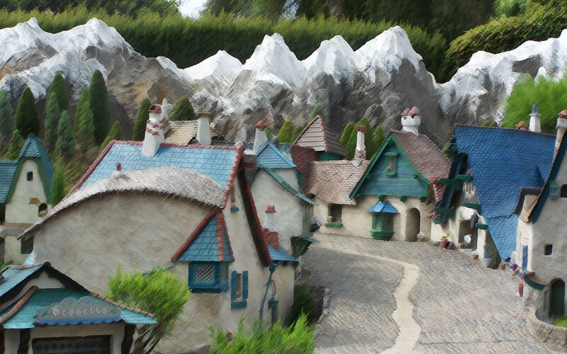 Model Village with Mountains
