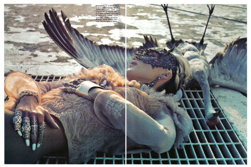 model with bird wings