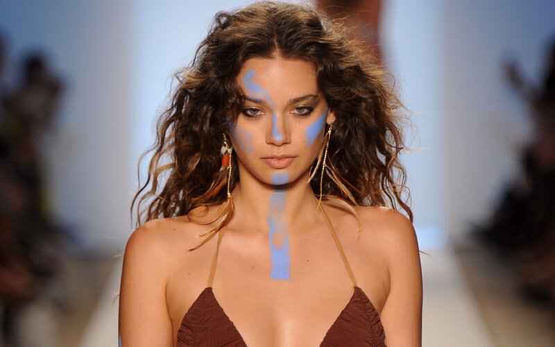 Model with Blue Face Paint — Brown