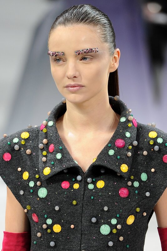 Model with colorful embellishments