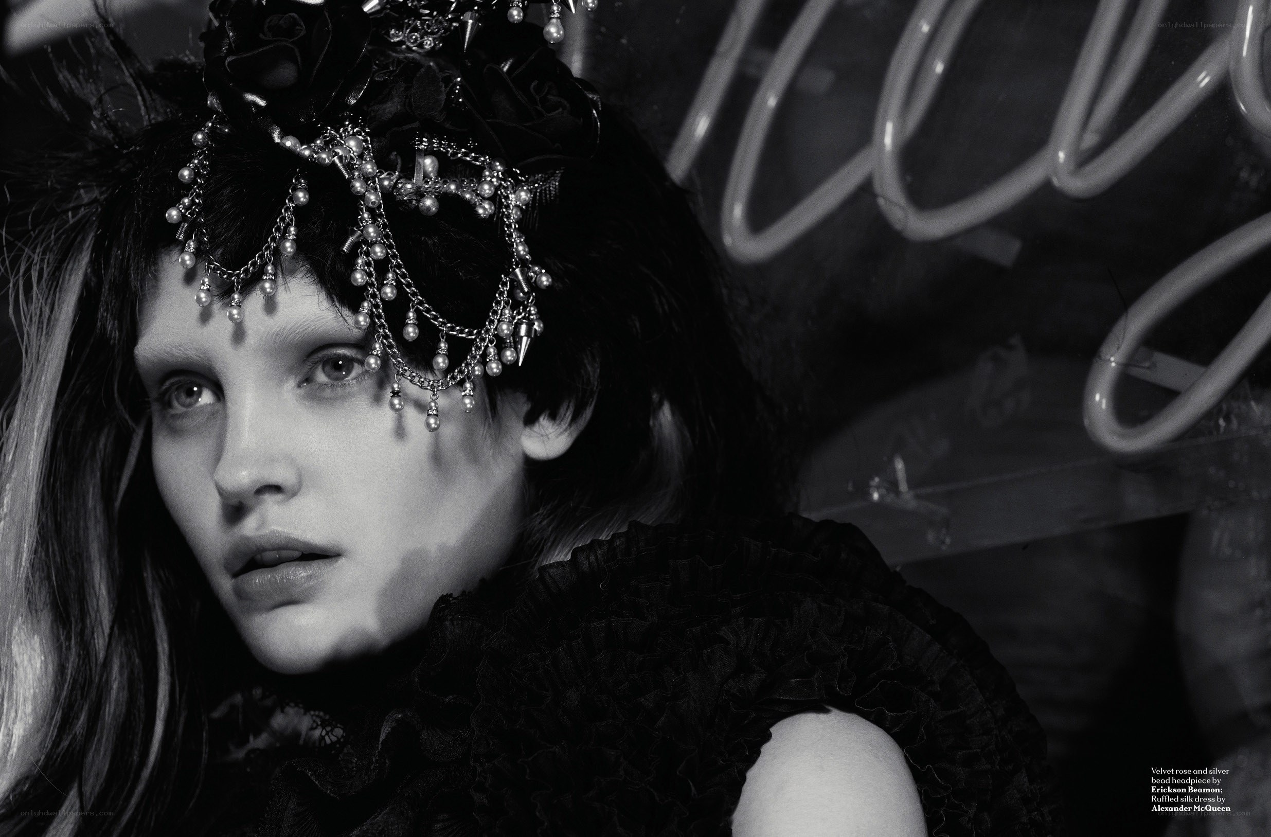 model with ornate headpiece