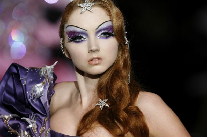 Model with Purple Makeup