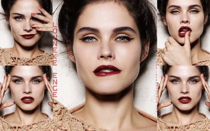 model with red lipstick