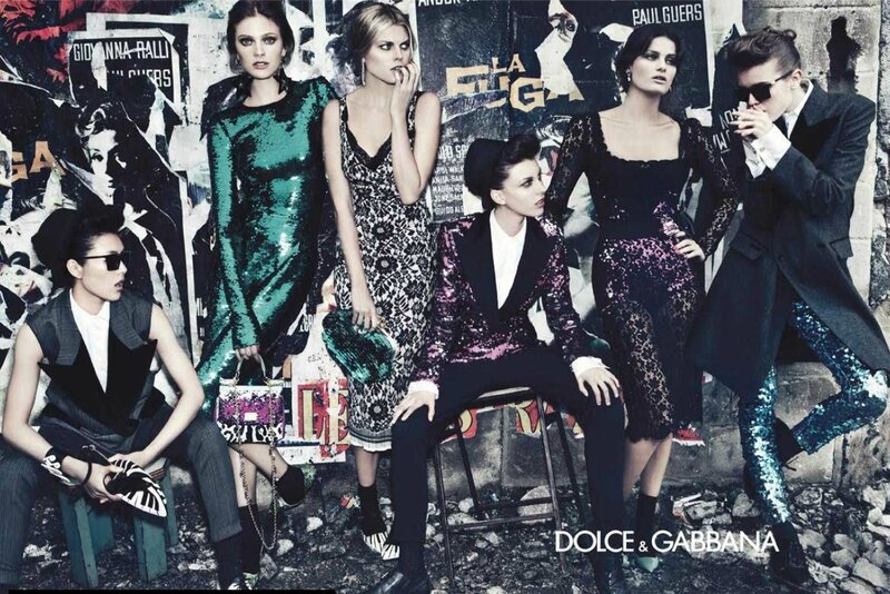 Models in Sequined Outfits — Black, Dramatic