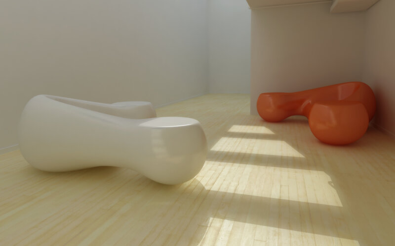 Modern abstract furniture in a room