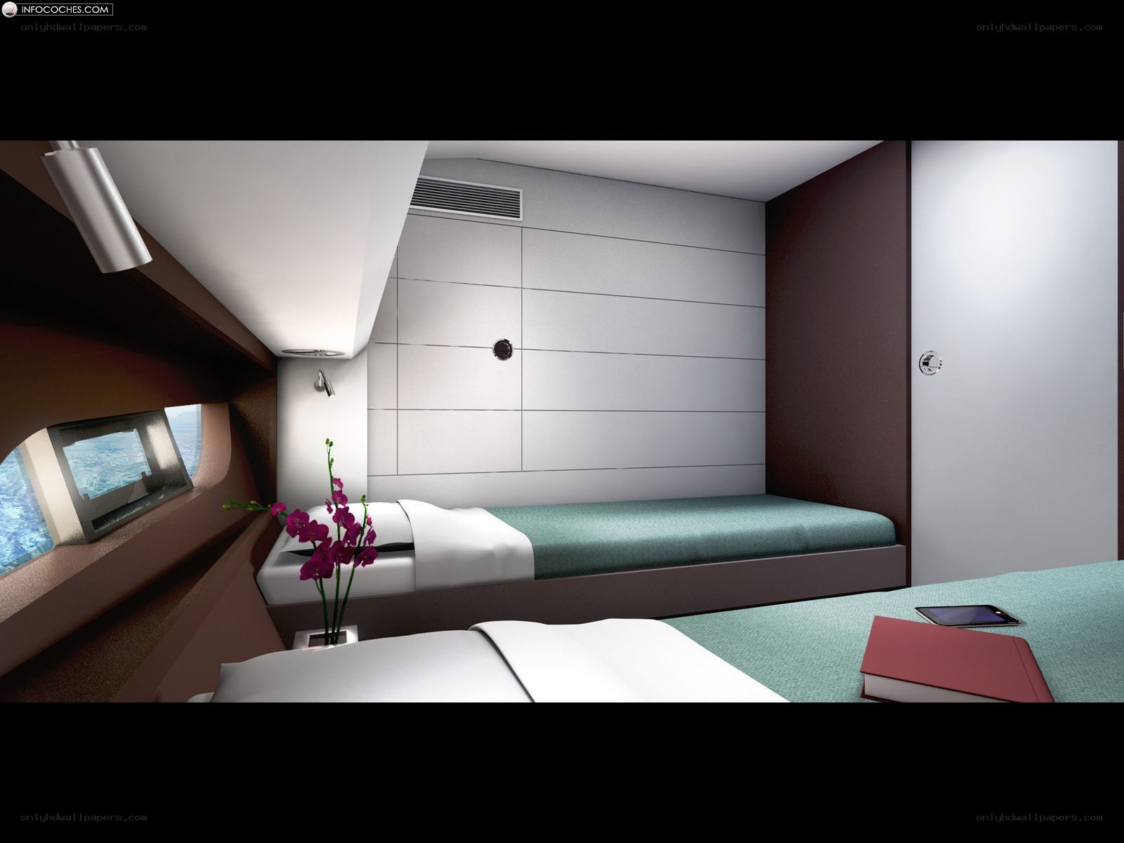Modern airplane cabin interior