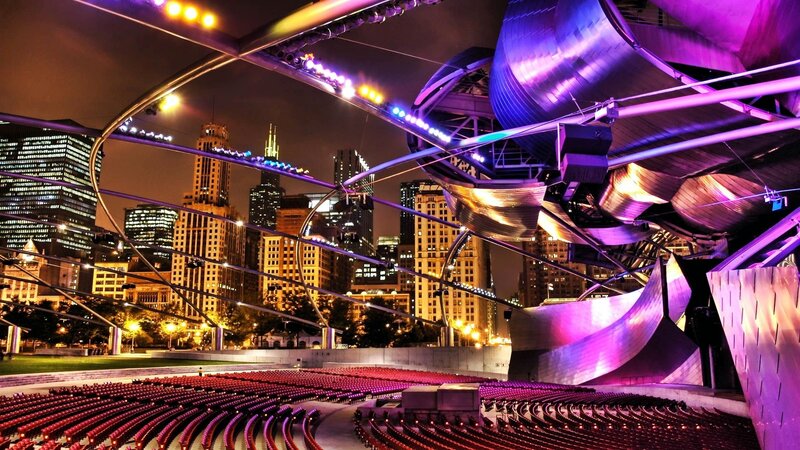 Modern Amphitheater at Night — Purple