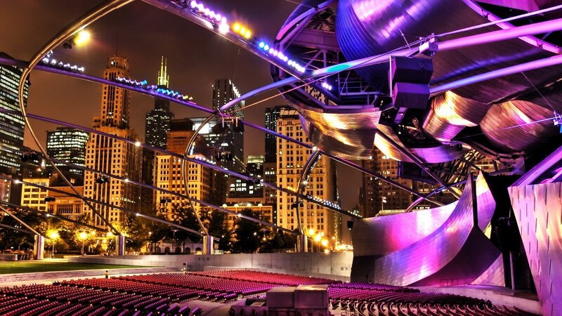 Modern Amphitheater at Night