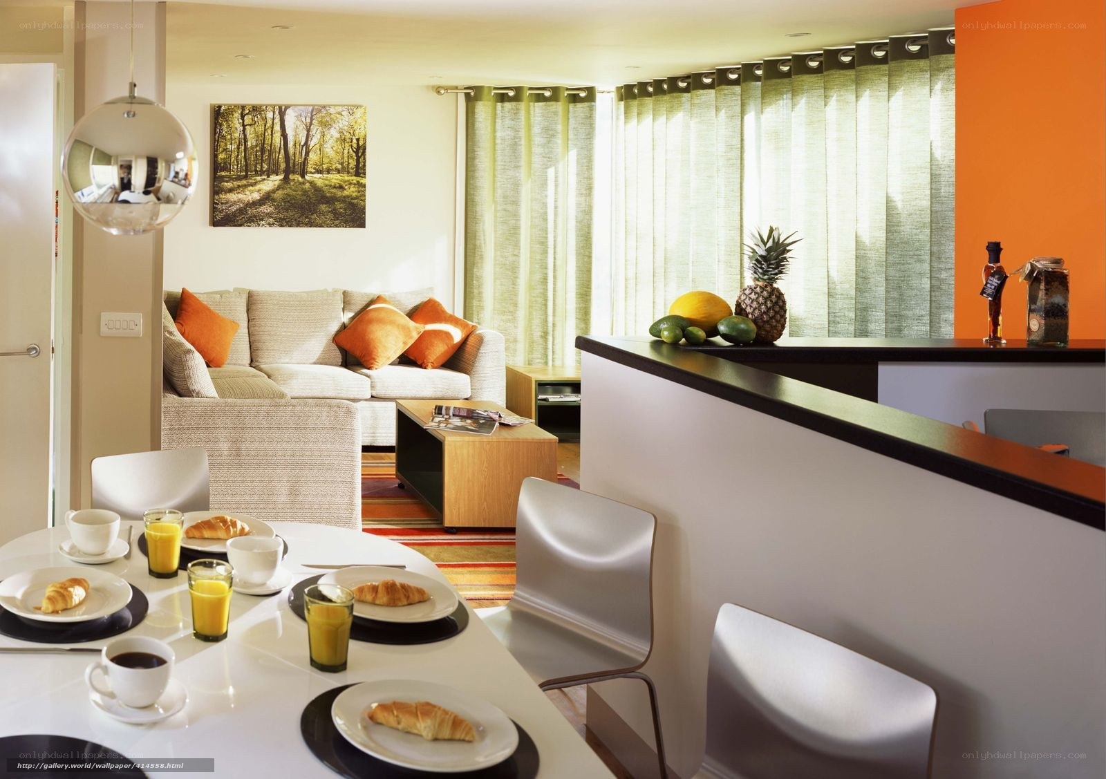 Modern apartment breakfast scene
