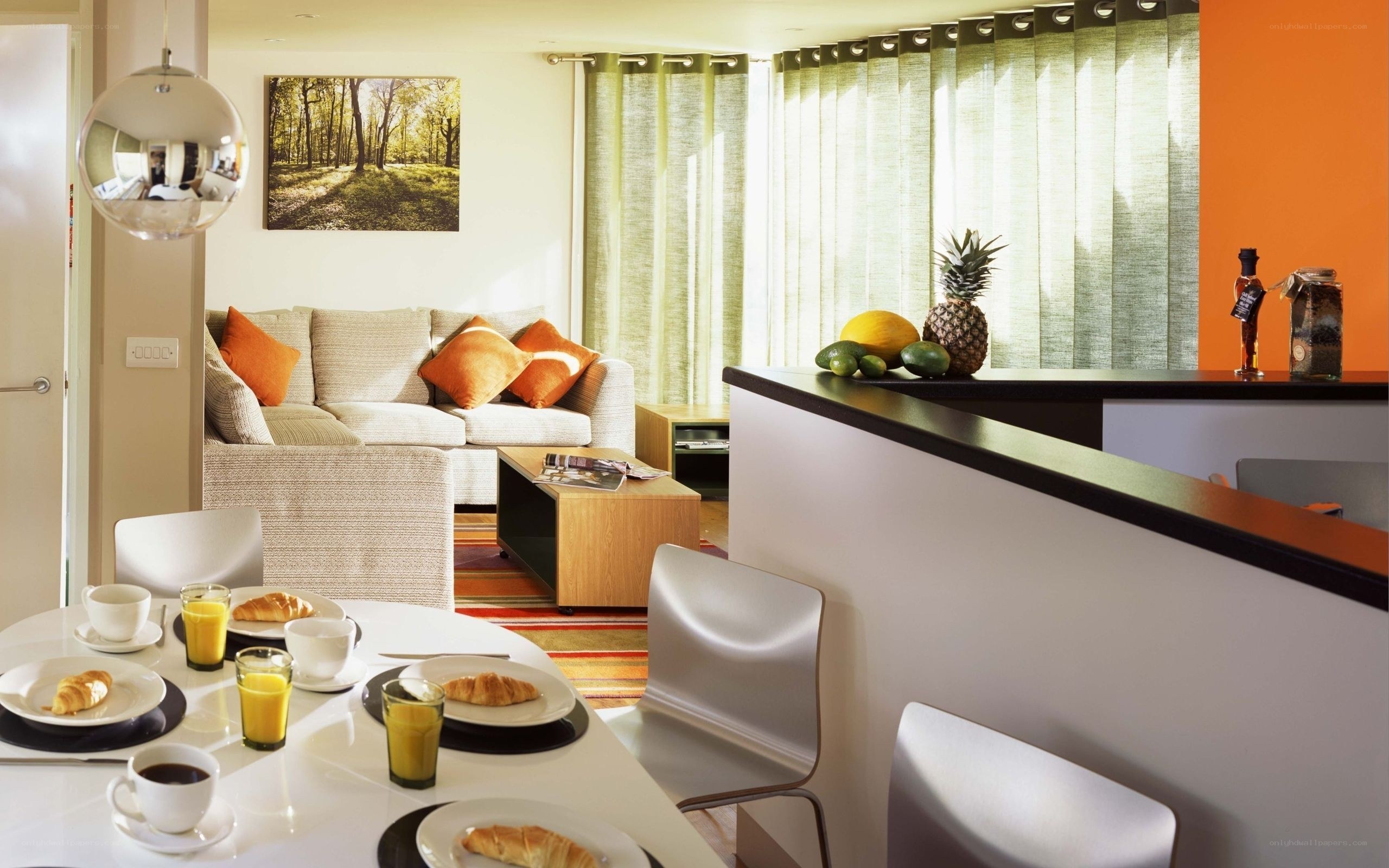 Modern apartment breakfast scene