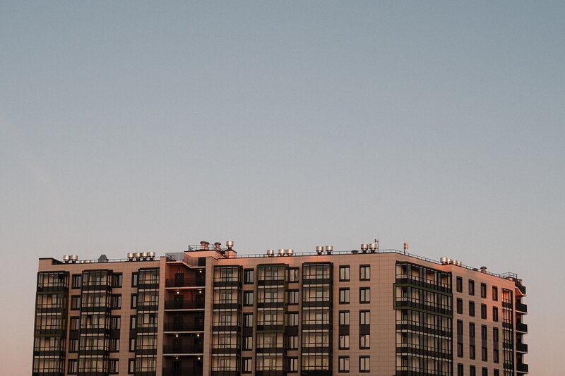 Modern Apartment Building — Blue, Calm