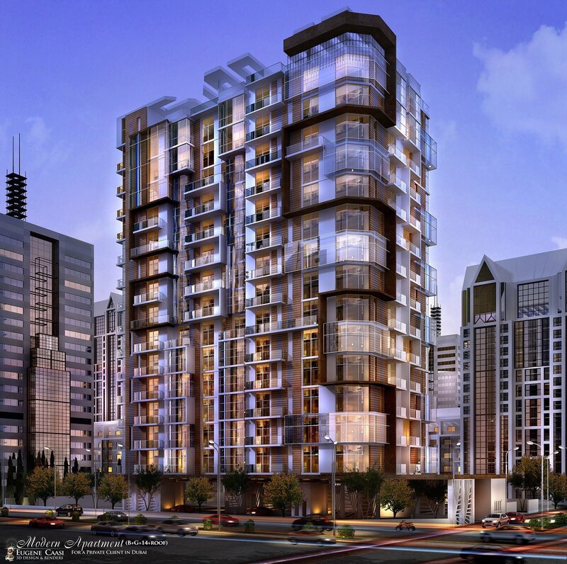 Modern Apartment Building — Blue