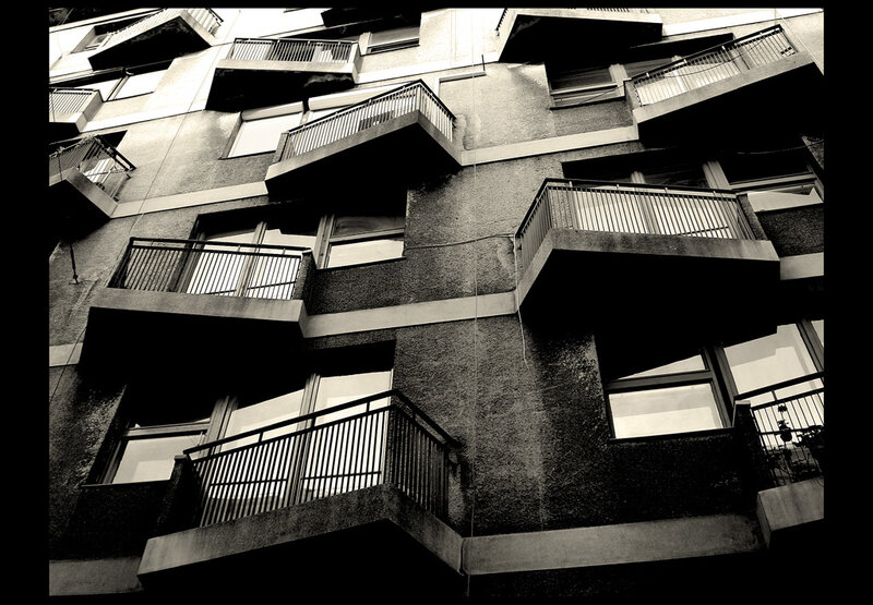 Modern apartment building facade