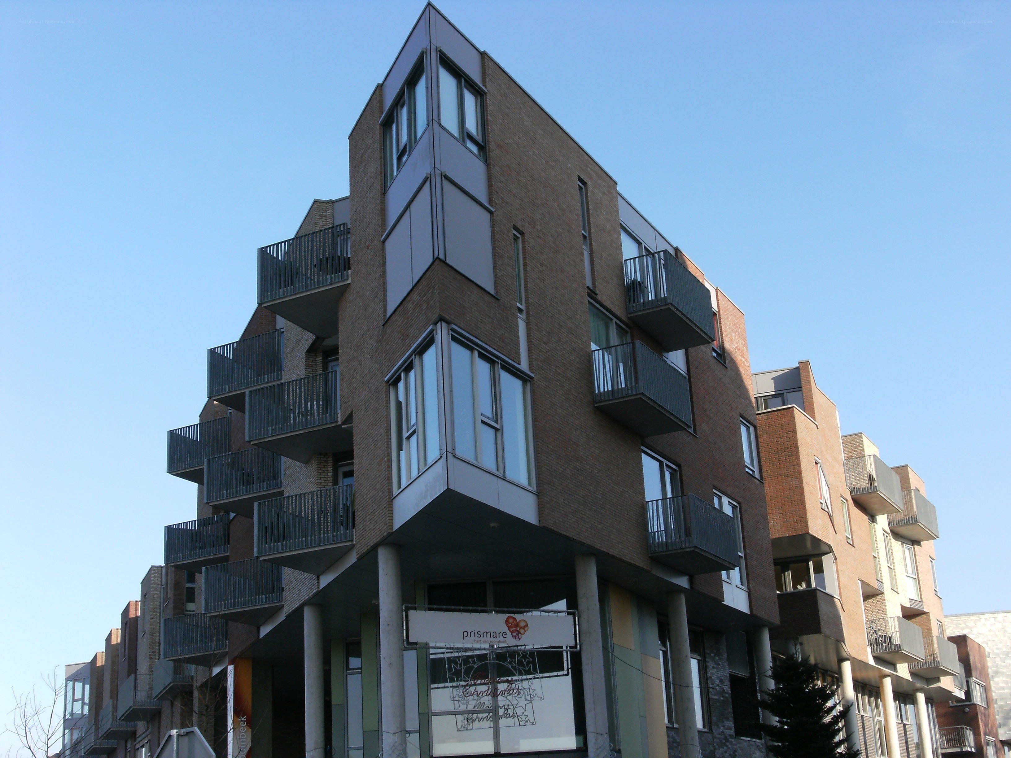 Modern apartment building with balconies