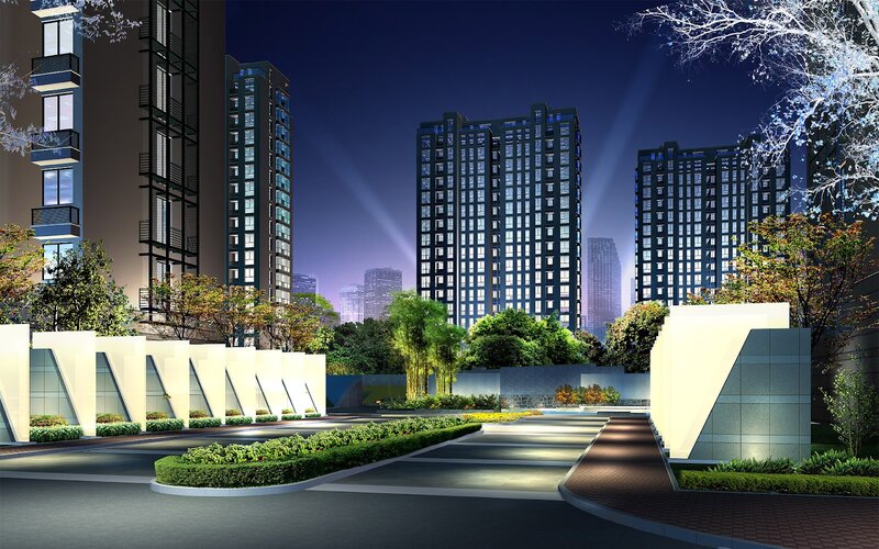 Modern Apartment Complex — Blue