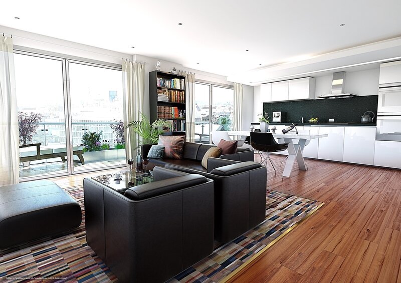 Modern Apartment Interior — Black, Clean
