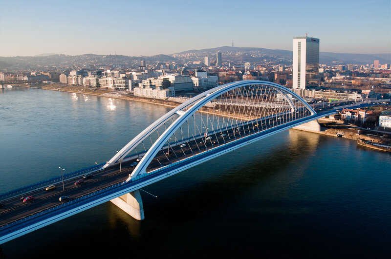 Modern Arch Bridge — Blue