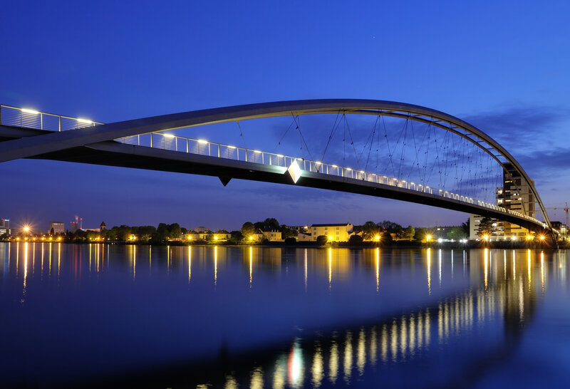 Modern Arched Bridge — Blue
