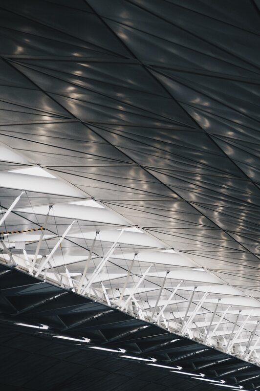 Modern Architectural Ceiling — Black, Dramatic