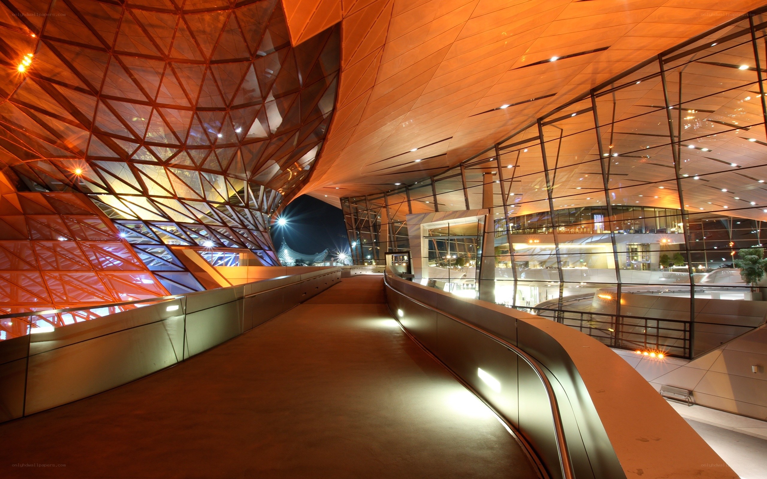 modern architectural interior at night