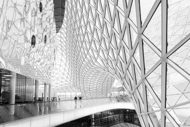 Modern Architectural Interior — Black, Dramatic, Photograph