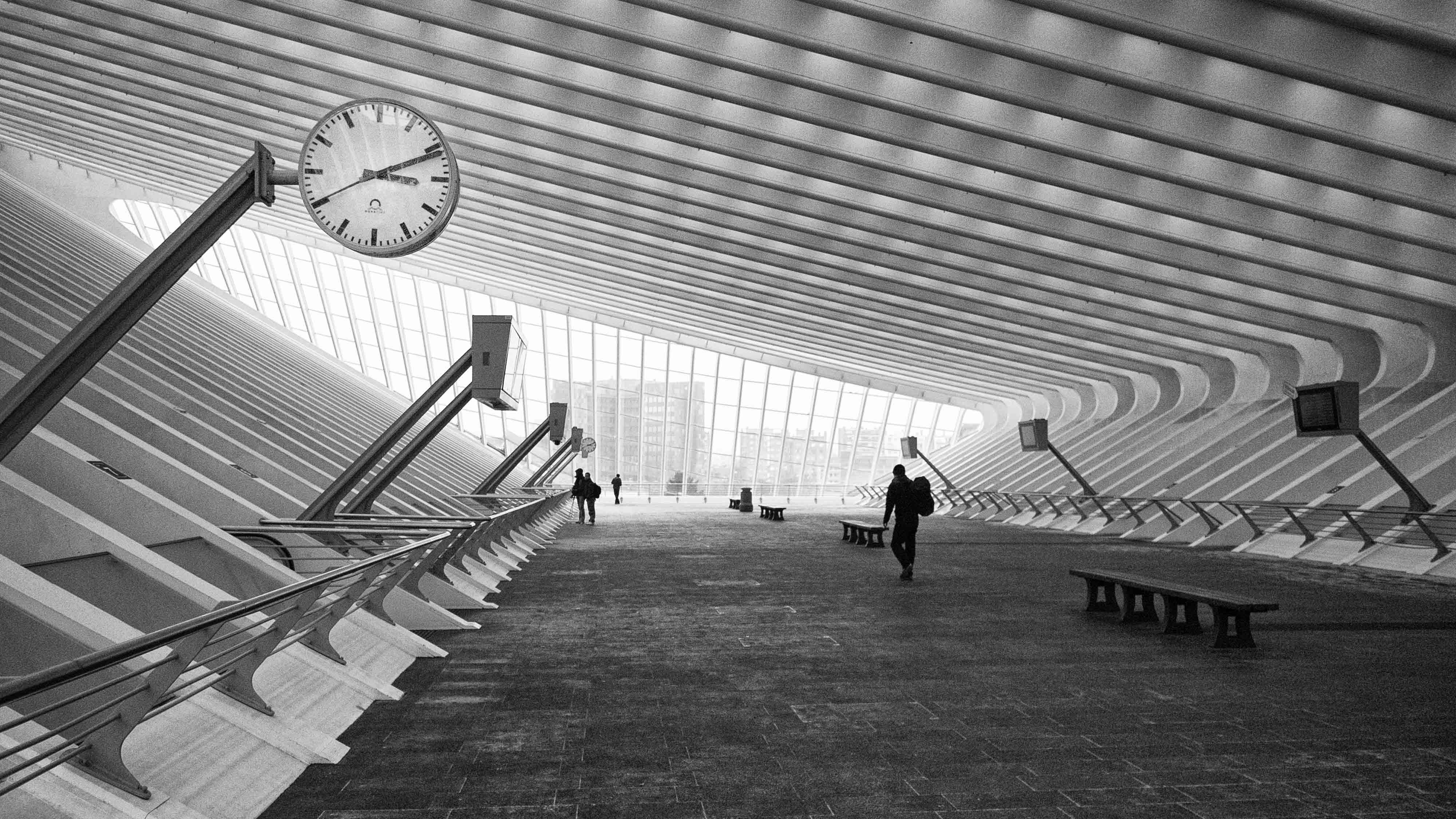 Modern architectural interior with clock