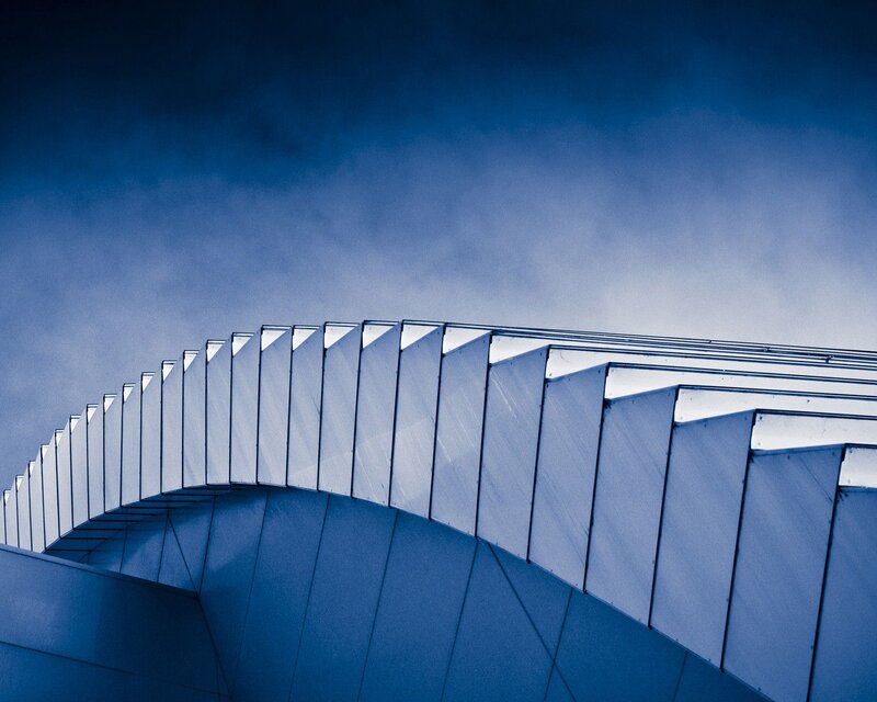 Modern Architectural Structure — Blue, Dramatic