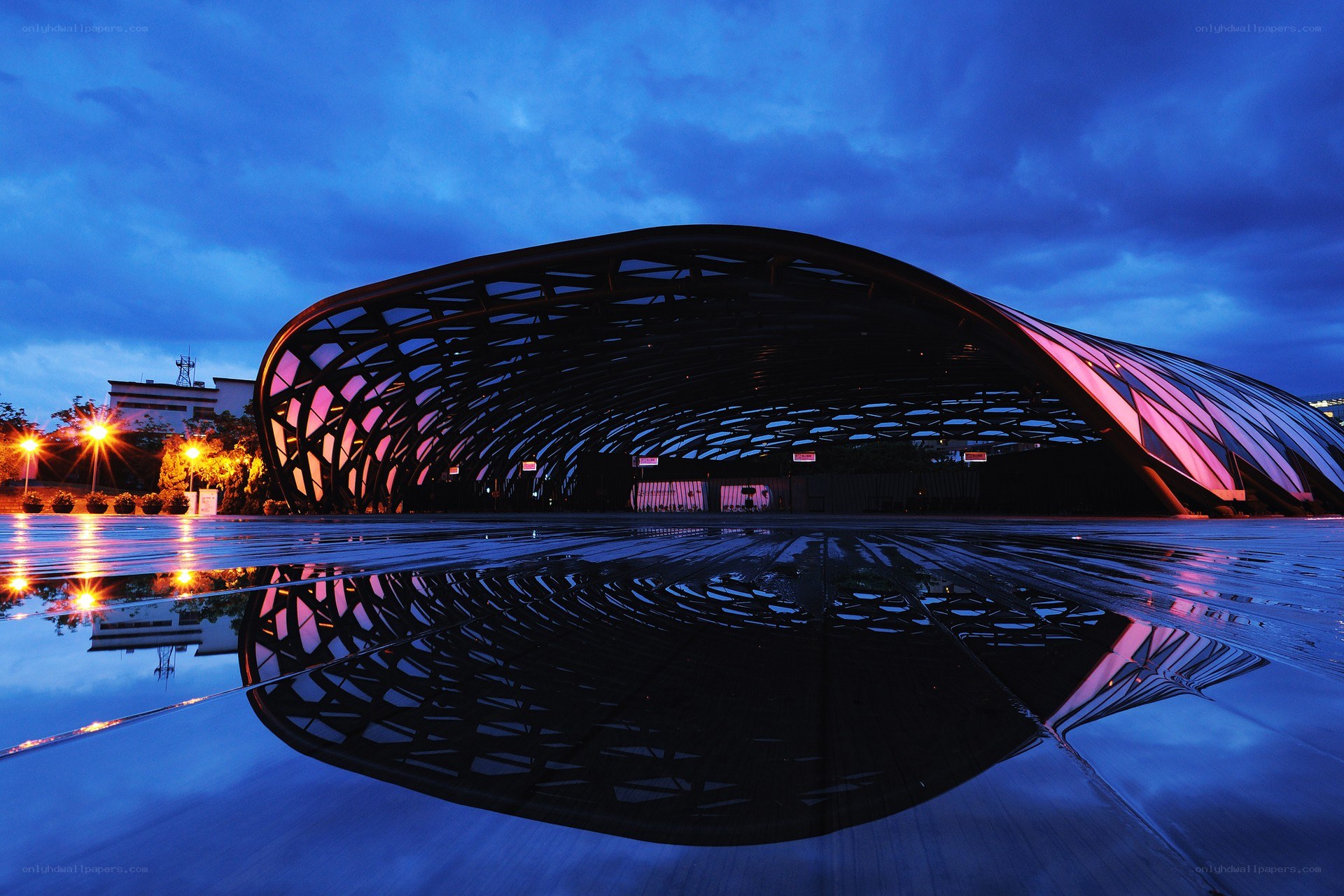 Modern architecture at dusk