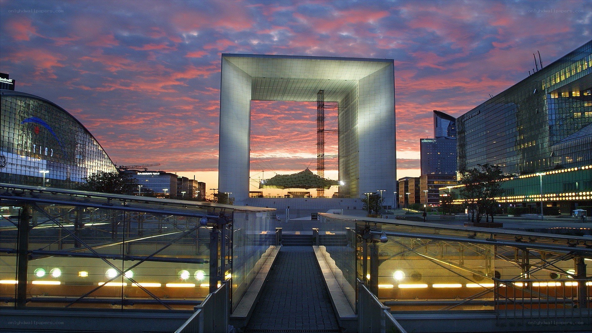 Modern architecture at dusk