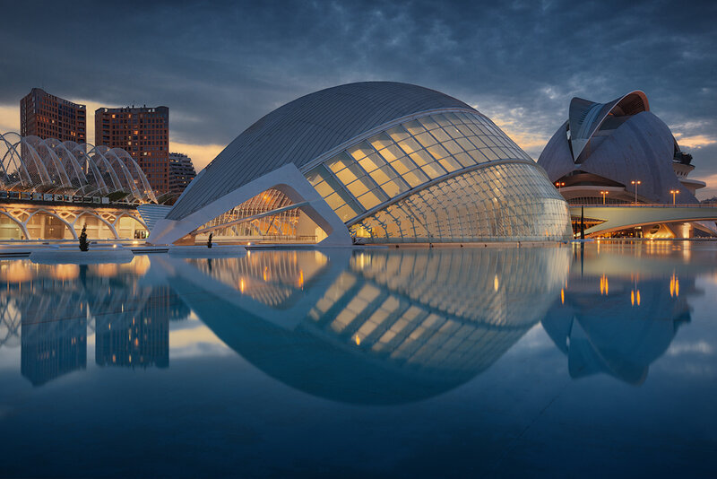 Modern Architecture at Dusk — Blue, Serene