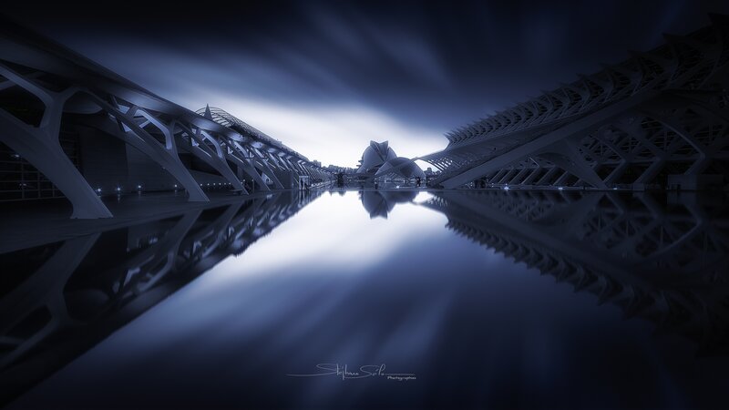 Modern Architecture at Night — Blue, Dramatic