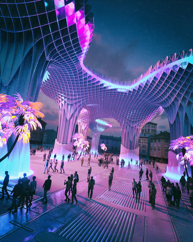 Modern Architecture at Night — Purple