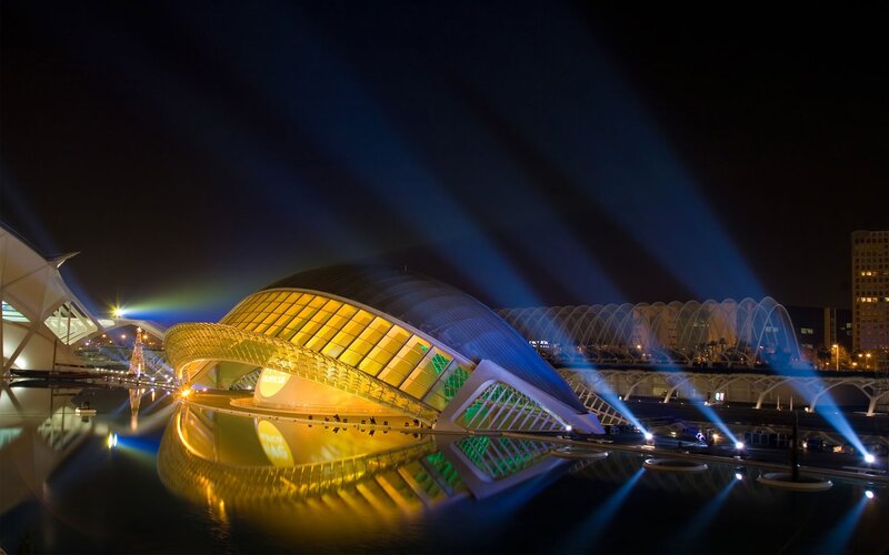 Modern Architecture at Night — Yellow