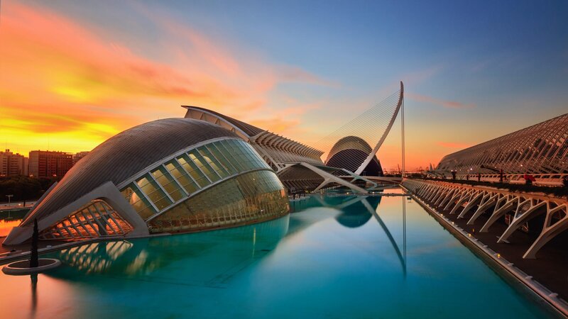 Modern Architecture at Sunset