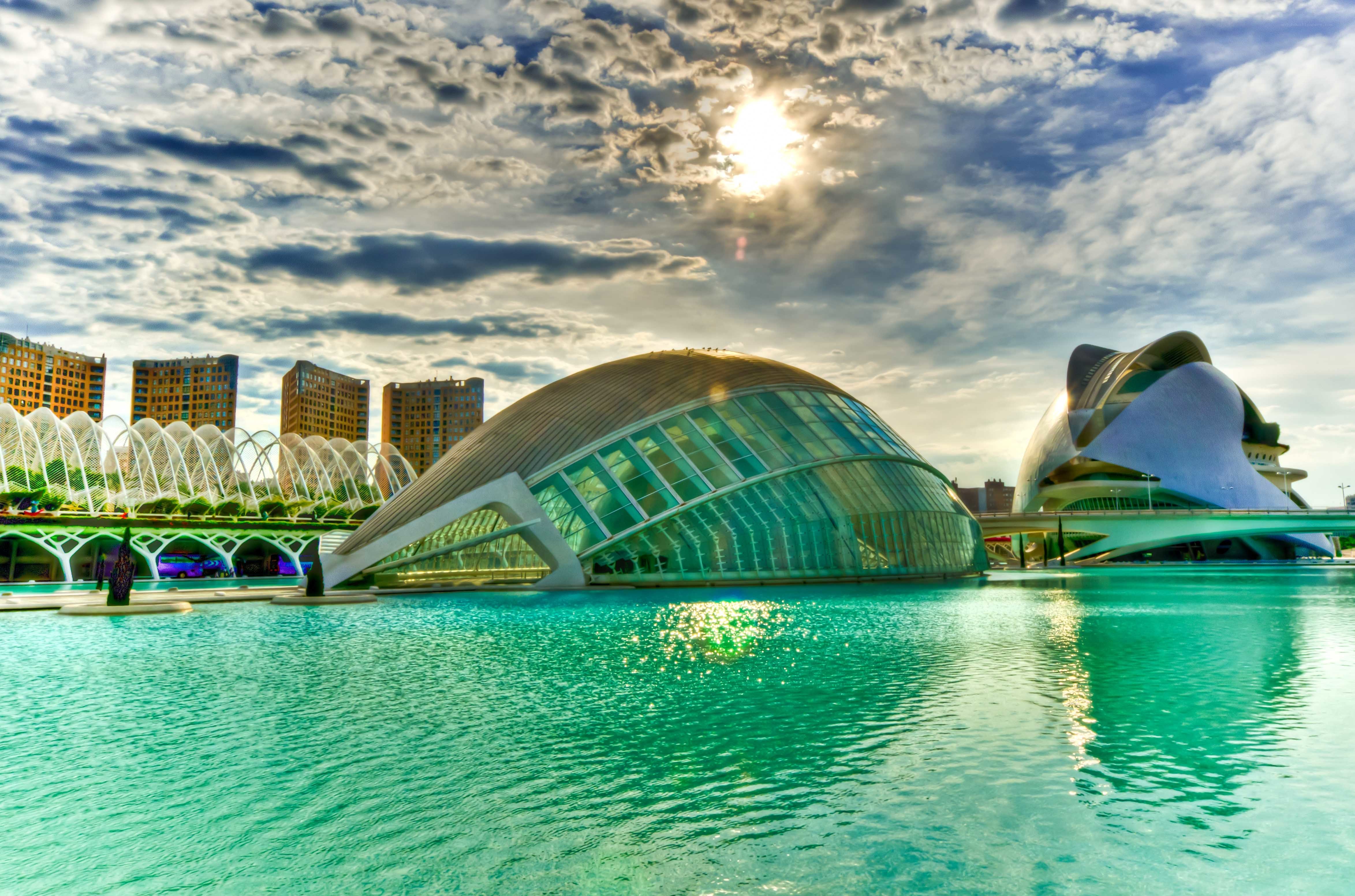 Modern architecture by water