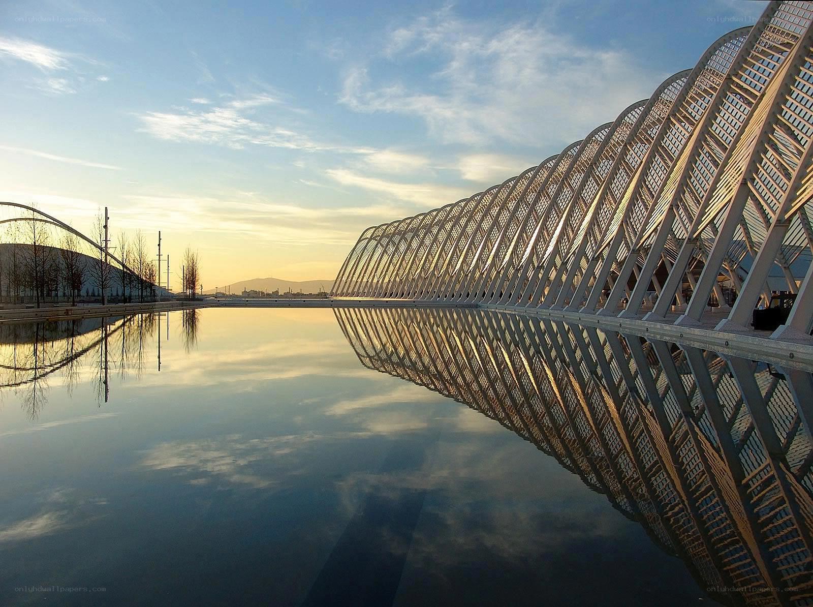 Modern architecture reflected in water