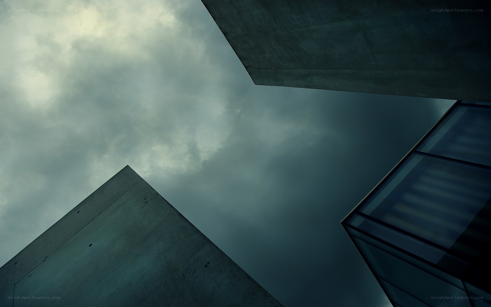 Modern architecture under cloudy sky