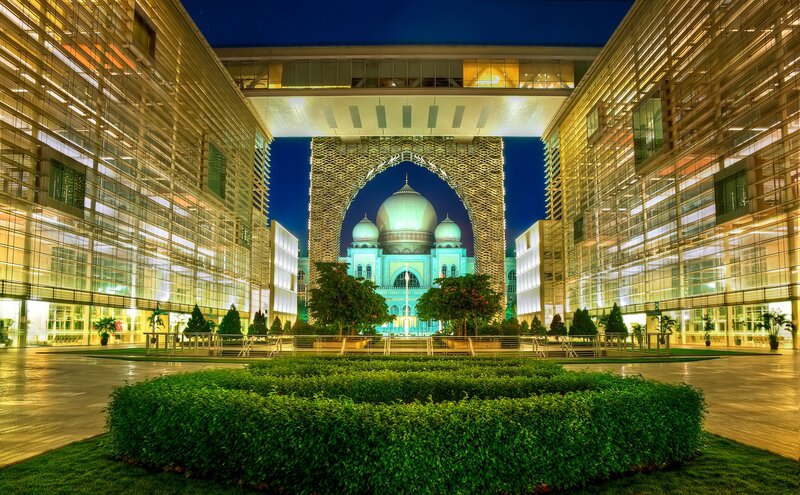modern architecture with mosque view