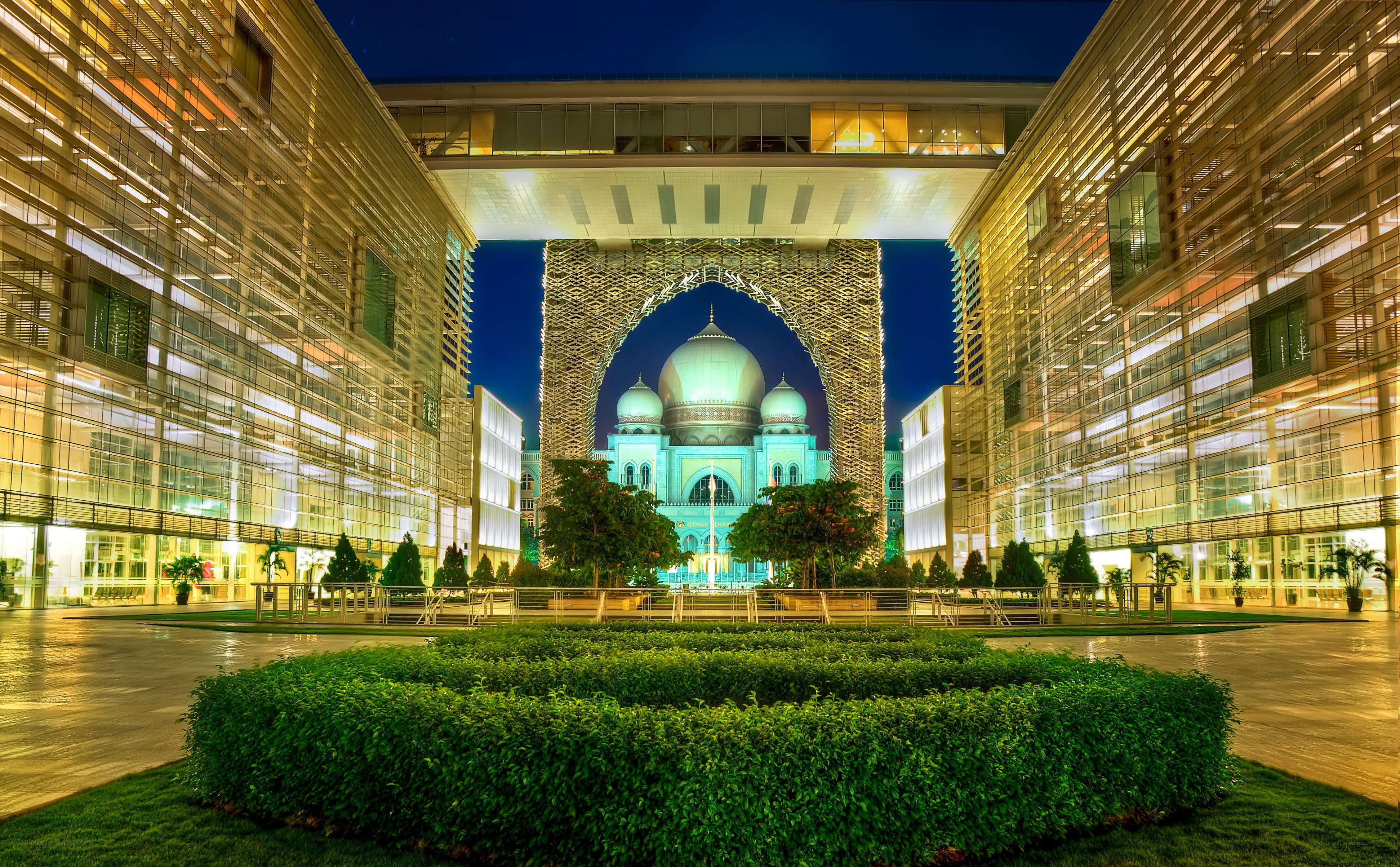 modern architecture with mosque view
