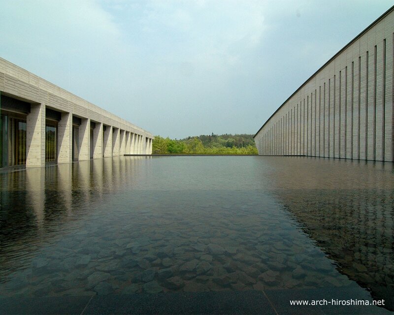 Modern architecture with reflecting pool